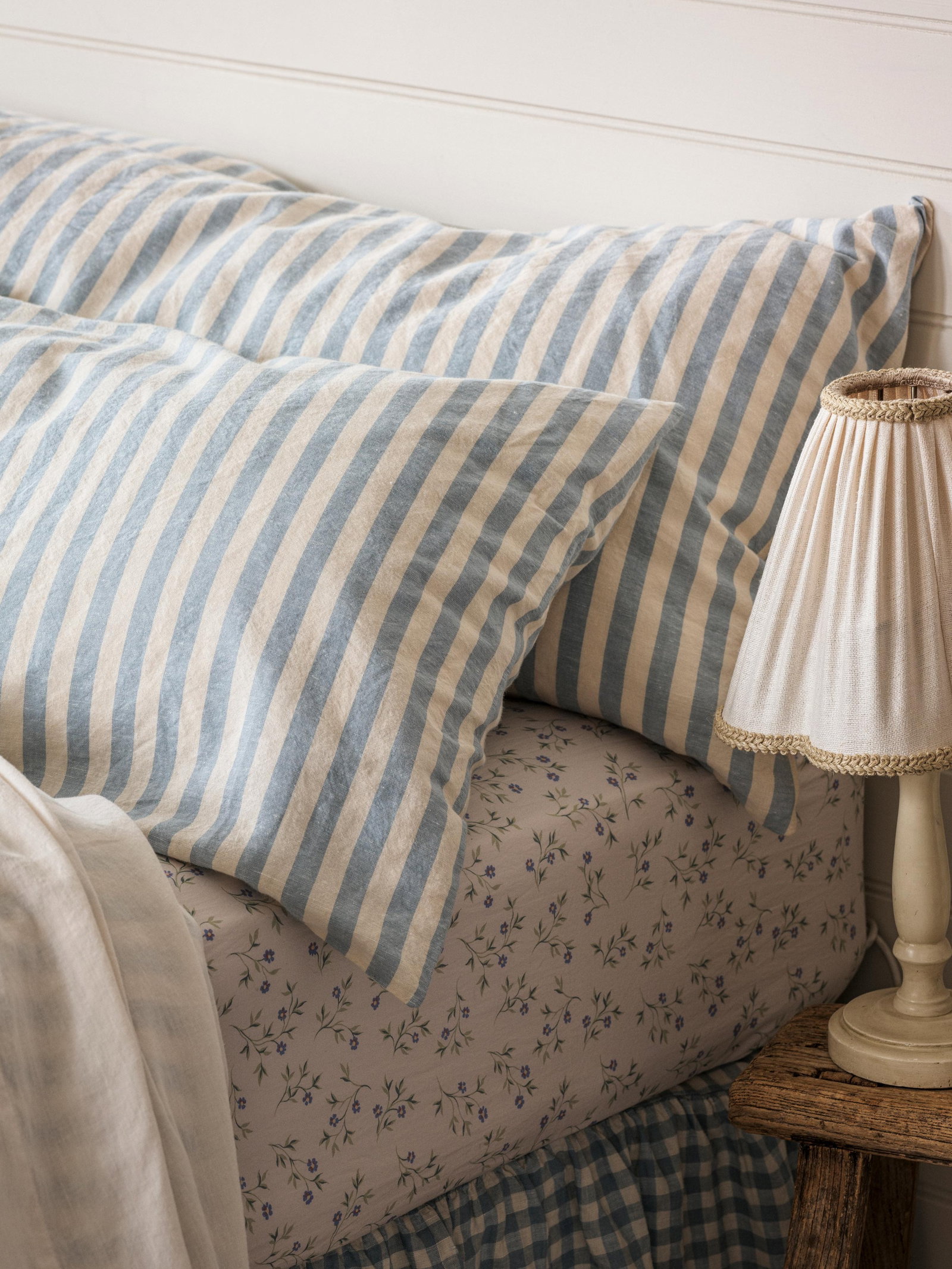 Coastal Blue Pembroke Stripe Linen Blend Duvet Cover