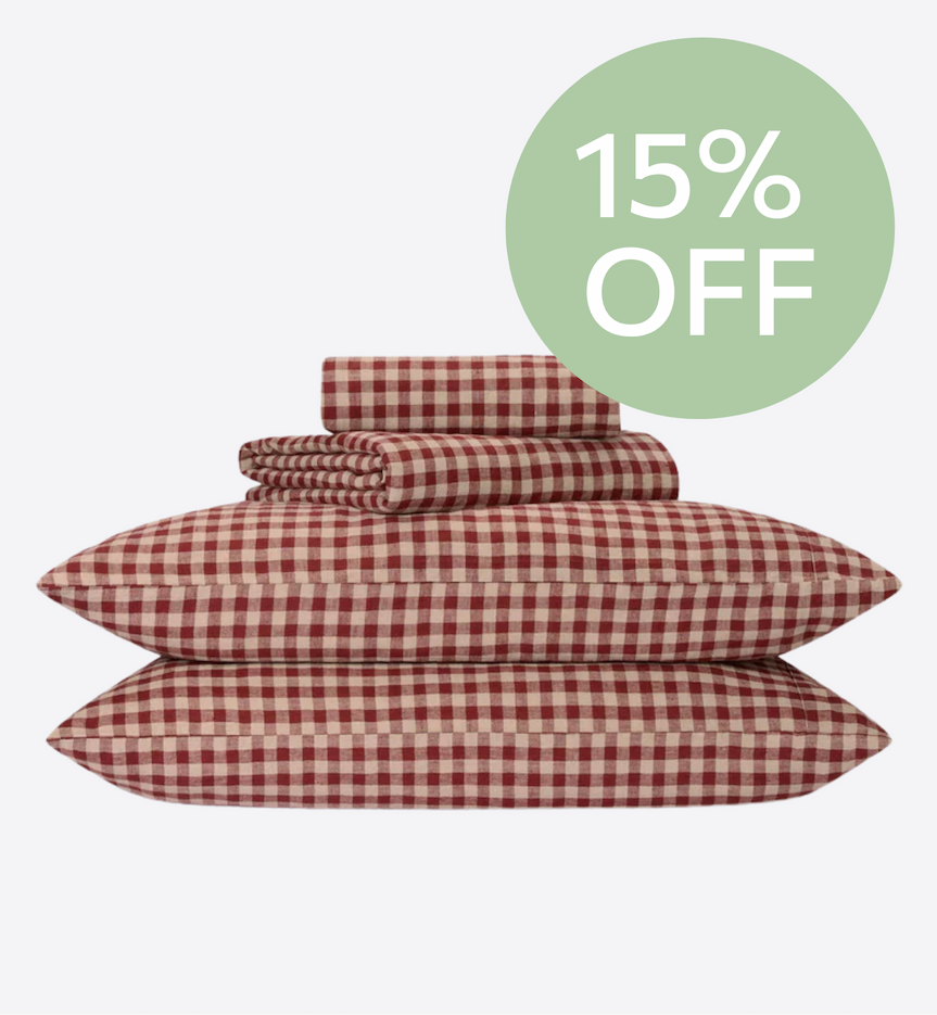 Rhubarb Gingham Linen Blend Sheet Set