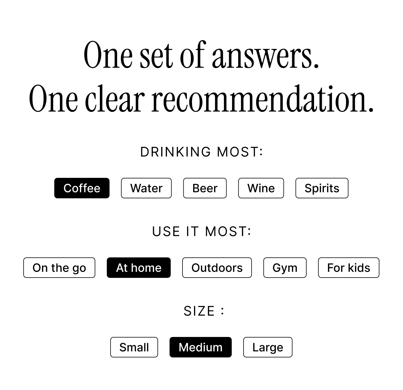 One set of answers. One clear recommendation.