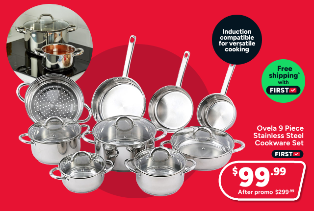 Ovela 9 Piece Stainless Steel Cookware Set