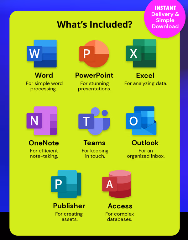 Microsoft Officel 2021 for Windows or Mac: Lifetime License