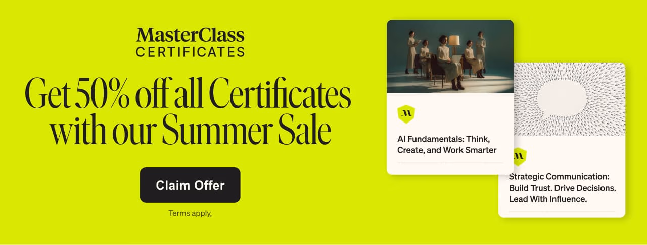 Get 50% of all Certificates with our Summer Sale. Claim Offer. Terms apply.