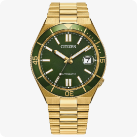 Citizen TSUYOSA Shore Automatic Green Dial Gold Tone NJ0232-53X