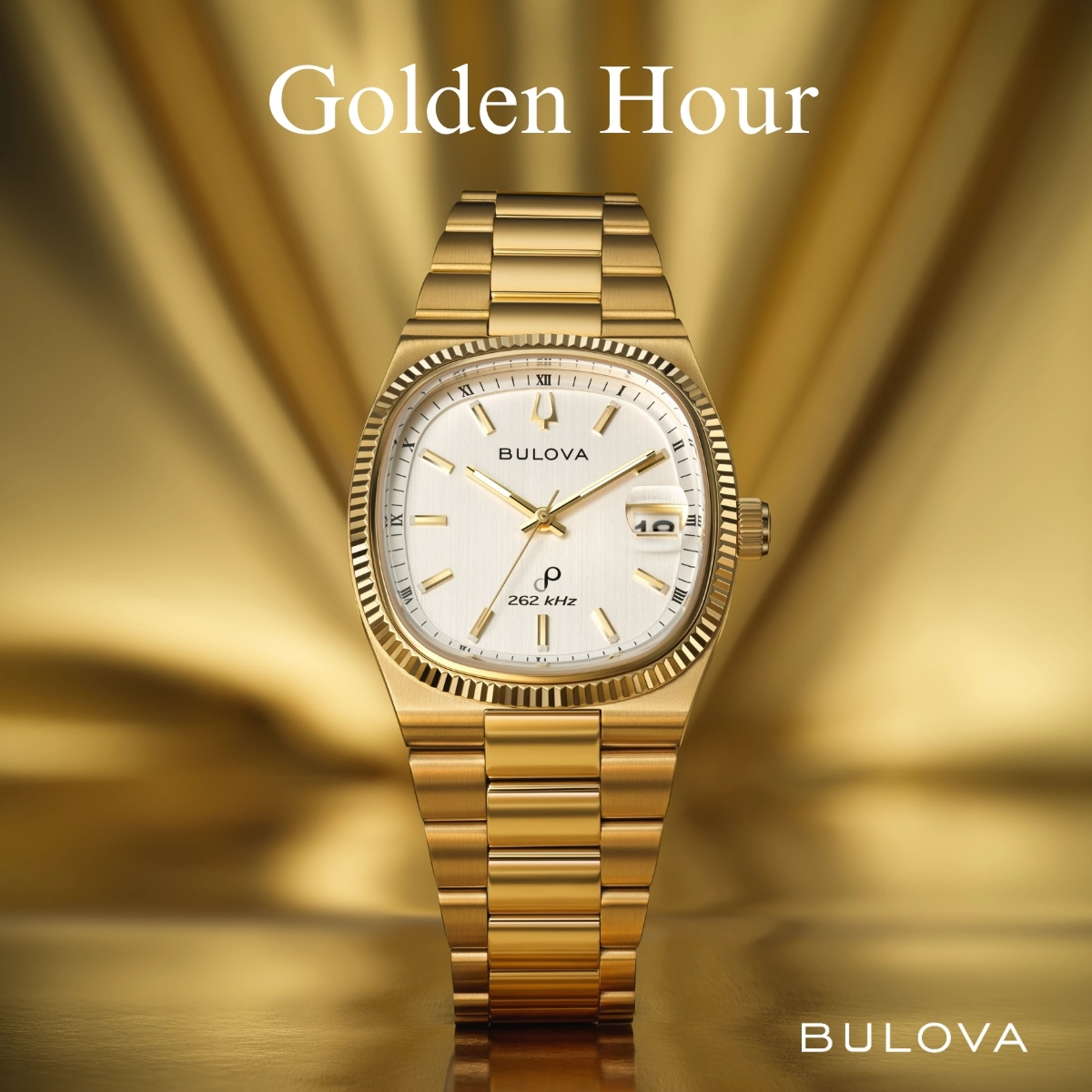 Bulova Men's Super Seville White Dial Gold Tone Stainless Steel 38mm Watch 97B223