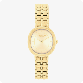 Coach Harlow Oval Gold Dial Gold Tone Watch 14504660