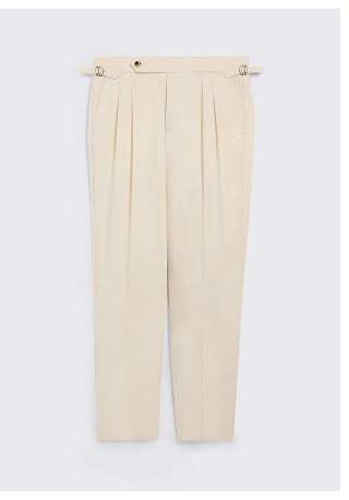 Light Camel Cotton Pleated Trouser