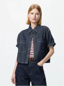 Denim Boxy Shirt | Half Sleeve