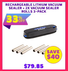 Rechargeable Lithium Vacuum Sealer + 2x Vacuum Sealer Rolls 3-Pack
