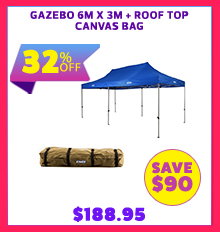 - Gazebo 6m x 3m + Roof Top Canvas Bag