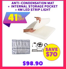 Rooftop Tent Anti-Condensation Mat + Grand Tourer Alloy Rooftop Tent Internal Storage Pocket + 4-Metre 12v LED Camping Strip Light