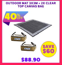 Outdoor Mat 3x3m + 2x Clear Top Canvas Bag