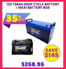 12V 138Ah Deep Cycle Battery + Maxi Battery Box