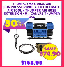 Thumper Max Dual Air Compressor MKII  + 3in1 Ultimate Air Tool + Thumper Air Hose Extension 4m + Canvas Thumper Bag