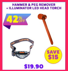 Hammer & Peg Remover + Illuminator LED Head Torch