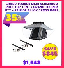 Grand Tourer MKIII Aluminium Rooftop Tent + Grand Tourer RTT - Pair of Alloy Cross Bars