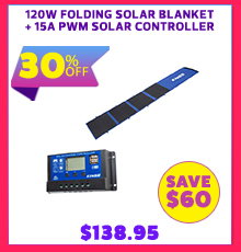 120W Folding Solar Blanket + 15A PWM Solar Controller
