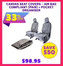 Canvas Seat Covers - Air Bag Compliant (Pair) + Pocket Organiser