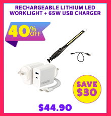 Rechargeable Lithium LED Worklight + 65W USB Charger