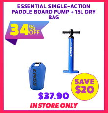Essential Single-Action Paddle Board Pump + 15L Dry Bag