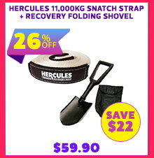 Hercules 11000kg Snatch Strap + Recovery Folding Shovel