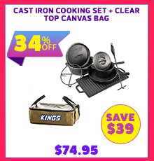 Cast Iron Cooking Set + Clear Top Canvas Bag