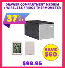 Drawer Compartment Medium + Wireless Fridge Thermometer