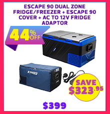 Escape 90 Dual Zone Fridge/Freezer + Escape 90 Cover + AC To 12V Fridge Adaptor