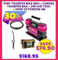 Pink Thumper Max Dual Air Compressor MKII + Canvas Thumper Bag + 3in1 Ultimate Air Tool + Thumper Air Hose Extension 4m