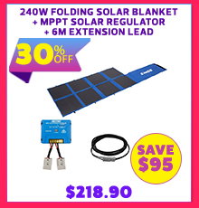 240W Folding Solar Blanket + MPPT Solar Regulator + 6m Extension Lead