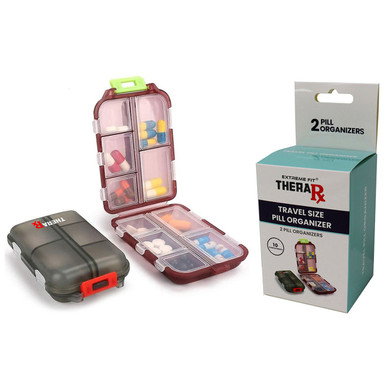 Portable Pill Case Weekly Travel Pill Organizer (2-Pack)