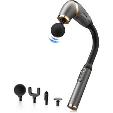 Massage Gun Pro with Extended Handle, 4 Heads, 3 Modes, USB-C Fast Charge