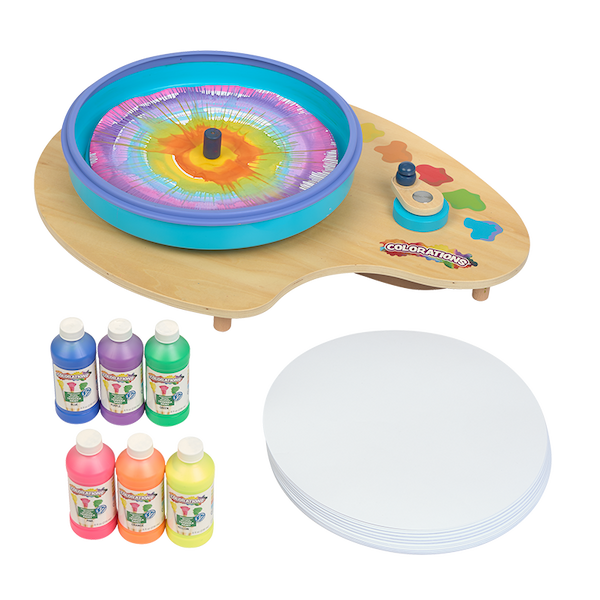 Colorations® Spin Art Station & Fluorescent Tempera Paint Kit