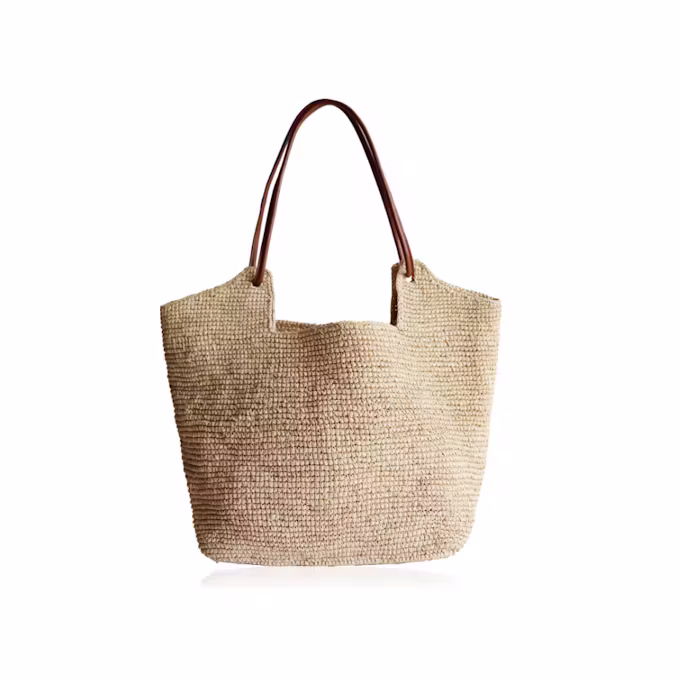 Amaya Raffia And Leather Tote