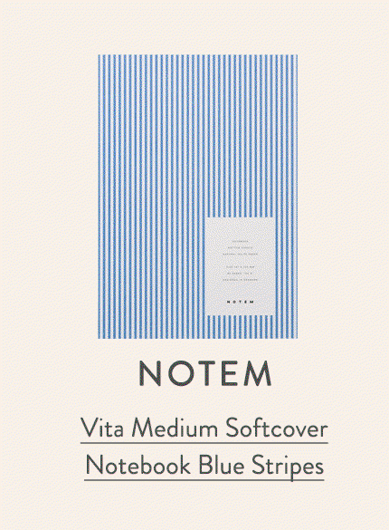 Vita Medium Softcover Notebook Blue Stripes 