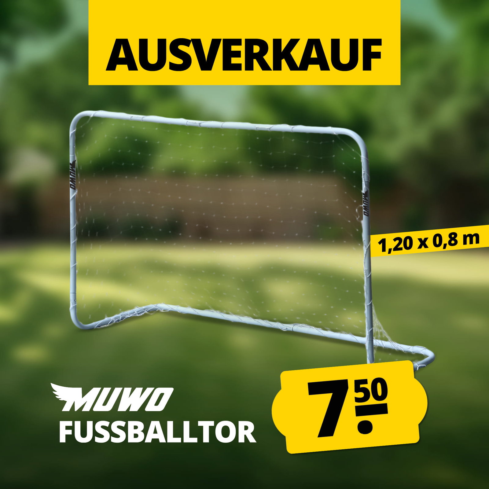 MUWO Fußballtor aus Stahl 1,20 x 0,8 m