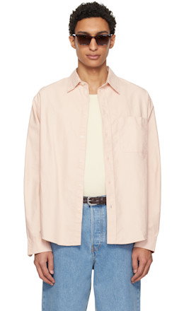 Pink Button-Down Cotton Oxford Long Sleeve Shirt - Merz b. Schwanen