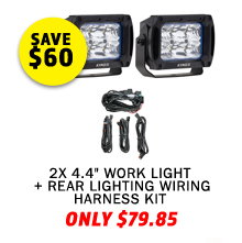 2x 4.4 Work light + Rear Lighting Wiring Harness Kit