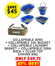Collapsible Sink + Collapsible 10L Bucket + Collapsible Laundry Basket + Collapsible Dish Rack + Clear Top Canvas Bag