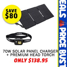 70W Solar Panel Charger + Premium Head Torch