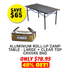 Aluminium Roll-Up Camp Table - Large + Clear Top Canvas Bag
