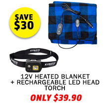 12V Heated Blanket + Rechargeable LED Head Torch