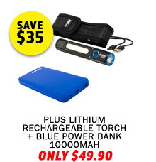 Plus Lithium Rechargeable Torch + Blue Power Bank 10000mAh