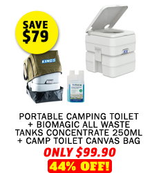 Portable Camping Toilet + BioMagic All Waste Tanks Concentrate 250ml + Camp Toilet Canvas Bag