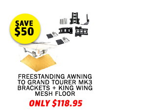 Freestanding Awning to Grand Tourer MK3 Brackets + 270 King Wing Awning - Mesh Floor