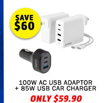 100W AC USB Adaptor + 85W USB Car Charger