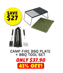 Camp Fire BBQ Plate + BBQ Tool Set