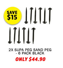 2x Supa Peg Sand Peg - 6 Pack Black