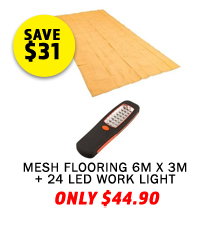 Mesh Flooring 6m x 3m + Illuminator 24 LED Work Light