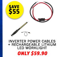 Inverter Power Cables + Rechargeable Lithium LED Worklight