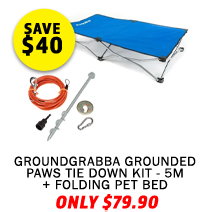 GroundGrabba Grounded Paws Tie Down Kit - 5m + Folding Pet Bed